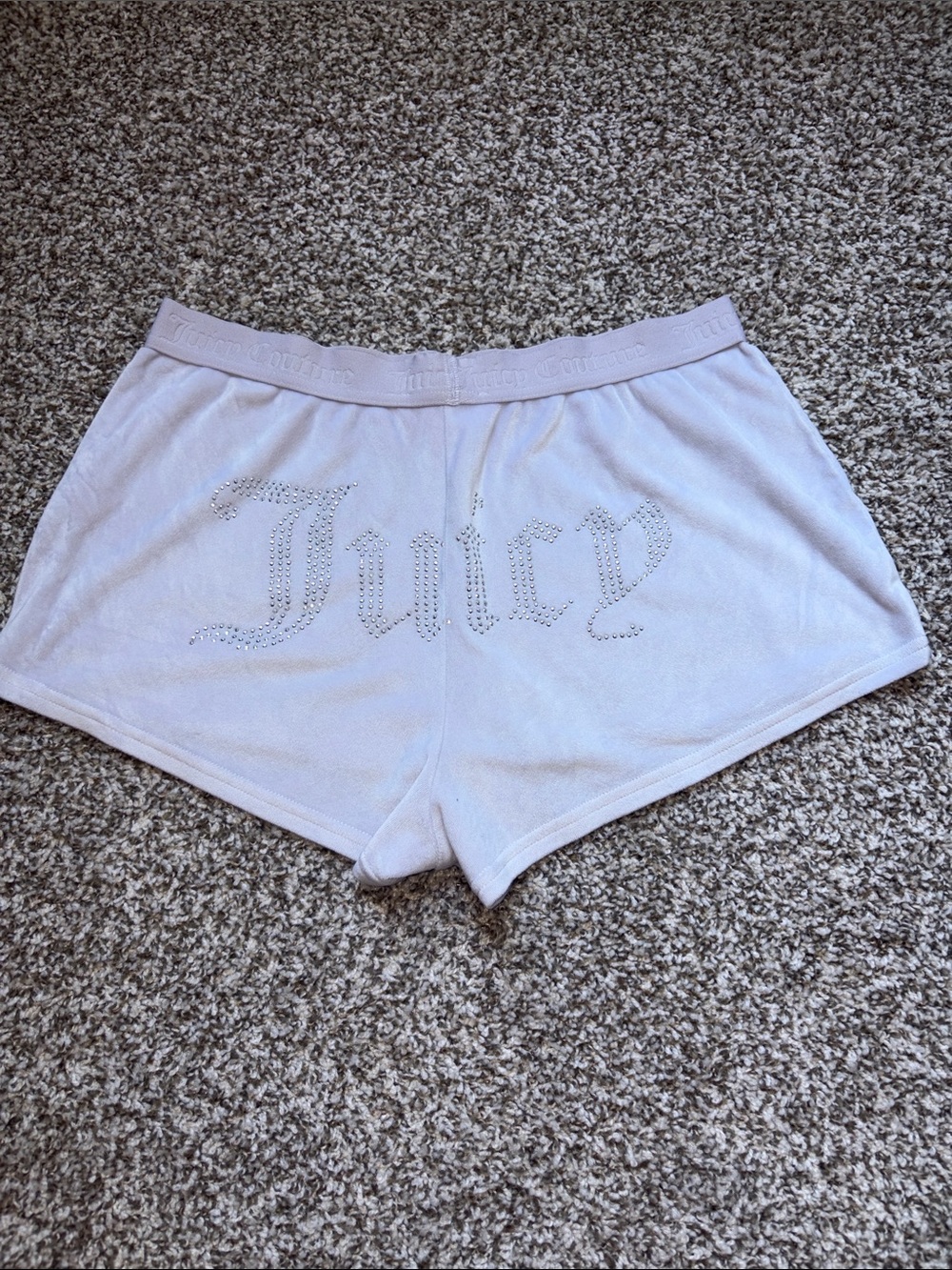 Juicy Couture Light Pink Rhinestone Logo Lounge Shorts
